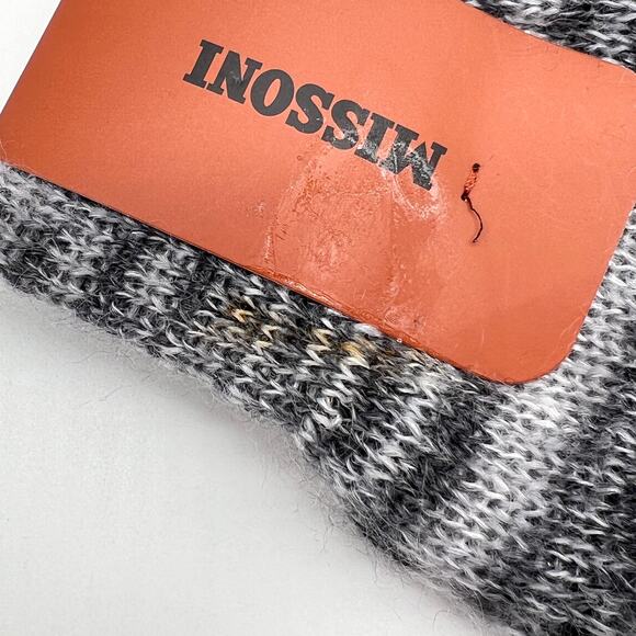 MISSONI Mohair Striped Leg Warmers Gray Sweater Knit Fuzzy Cozy NEW - Picture 3 of 7